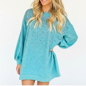 Queen Of Sparkles Rainbow Rhinestone Sweatβ Shirt Dress
